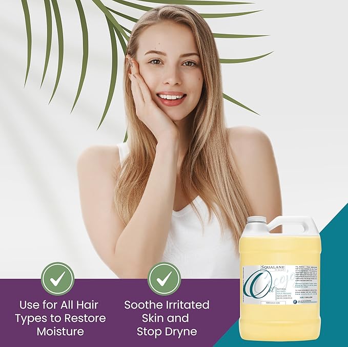 Dr Joe Lab Squalane Oil Pure Plant Derived Refined Cold Pressed From Olives Vegan Undiluted Carrier Oil for Face Skin Hair Body Cosmetics Natural Cleanser Moisturizer (128 oz / 1 Gallon)