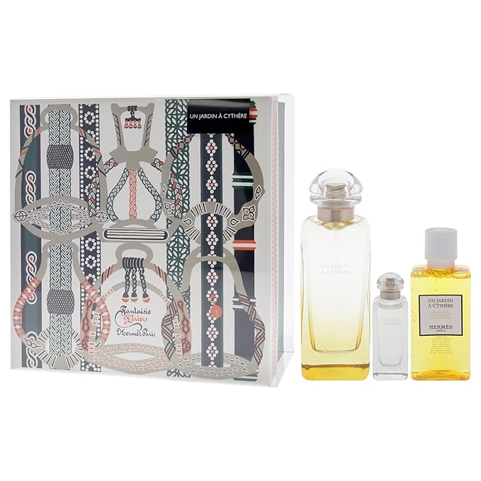 Hermes Un Jardin A Cythere for Unisex - 3 Pc Gift Set 3.3oz EDT Spray, 0.25oz EDT Splash, 1.35oz Shower Gel