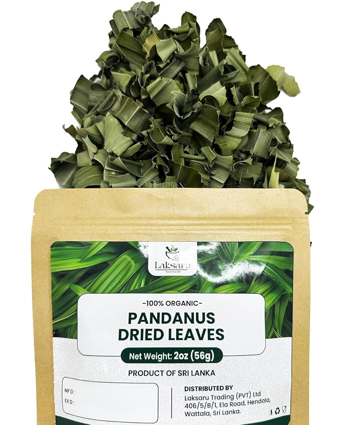 Laksaru 2 oz - 56g - Dried Pandan Leaves (Pandanus) – Natural Flavoring for Asian Cuisine, Desserts & Herbal Tea - Product from Sri Lanka