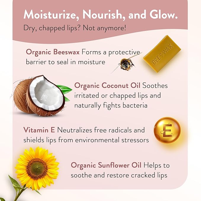 Moroccan Magic Organic Manuka Honey Lip Balm 3 Pack | Made with Natural Cold Pressed Argan and Essential Oils Lip Balm | Smooth Application