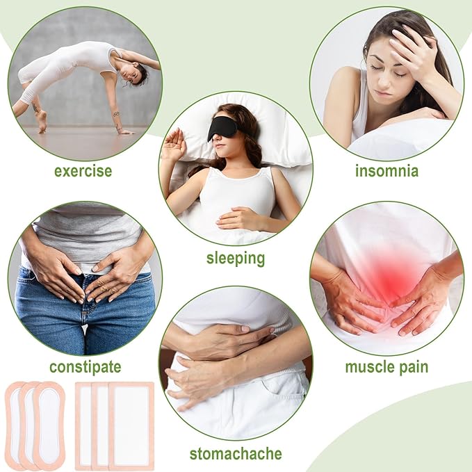 Geiserailie 40 Pcs Large Castor Oil Pack Wrap Kit Disposable Castor Oil Patches Large Self Adhesive Pads for Neck Belly Waist Stomach Knee Back Arm, Portable, Anti Massage Oil Leak, No Wash