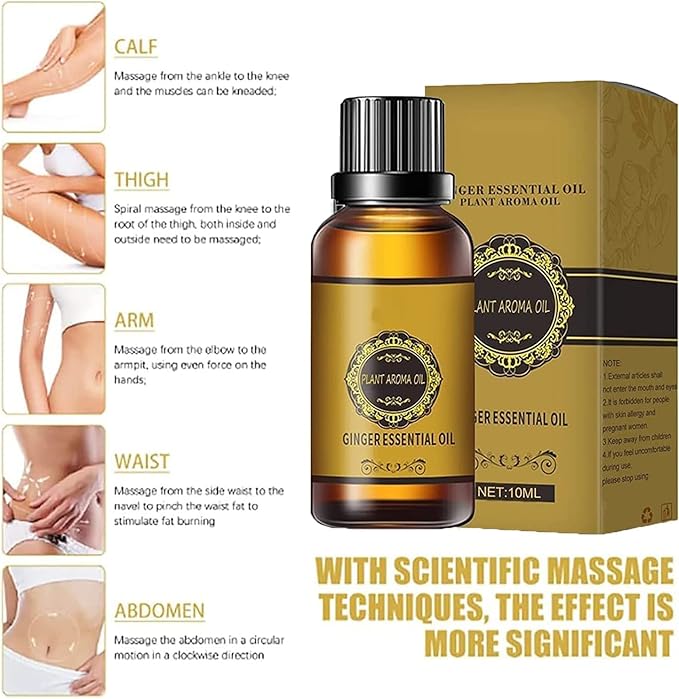 5 Bottle Abdominal Drainage Ginger Oil,Belly Drainage Belly Off Massage Oil Massage Liquid