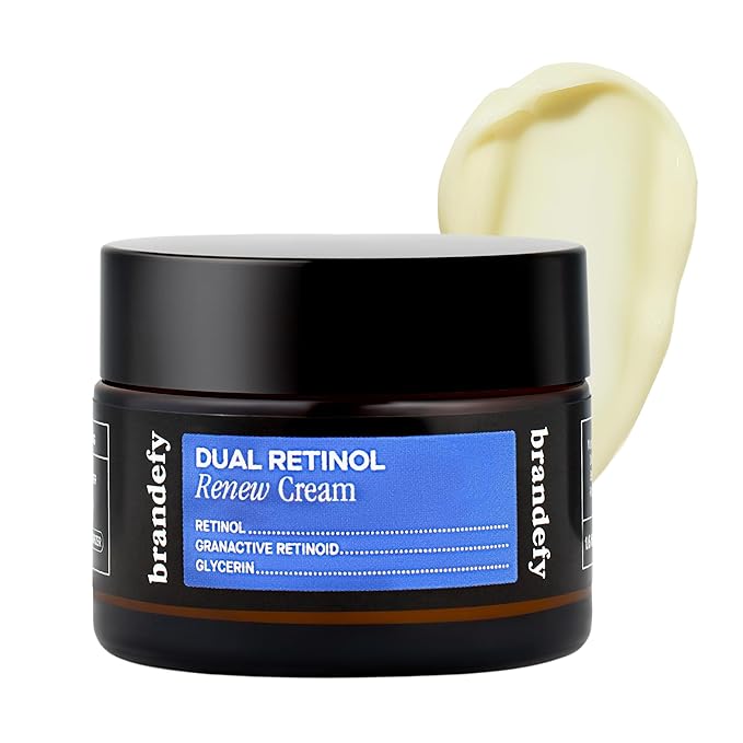 Brandefy Dual Retinol Renew Cream with 0.3% Retinol & 1% Granactive Retinoid, Renew Retinol Face Moisturizer for Wrinkles & Fine Lines, Made in The USA, Suitable for All Skin Types (1.6 Oz)