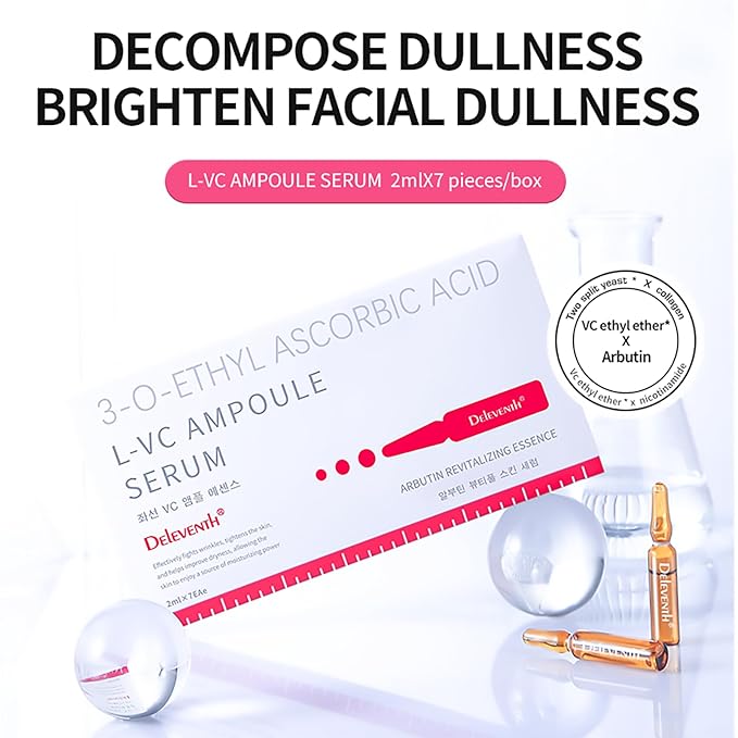 DEleventh Korean Brand Vitamin C Ampoule Serum 2ml × 7EAe / with Pro-Xylane, Anti-Aging, Brighten, Hydrate, and Smooth Skin, Creates a Radiant, Youthful Complexion