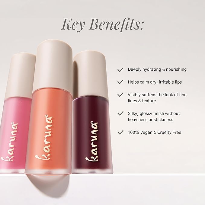 Karuna Skin - Tinted Lip Oil, Soothing & Moisturizing Lip Products with Peptides, Antioxidants, Hydrating Flattering Vegan Lip Tint, Grow, 4.8 mL/0.16 fl. oz