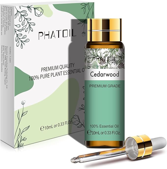 0.33FL.OZ Cedarwood Essential Oil, Pure Aromatherapy Essential Oils for Diffuser, Humidifier, Scented Oils for Soap, Candle, Bath Bombs Making (10ML)