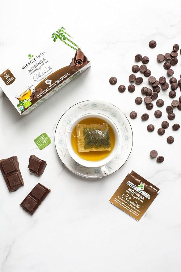 Miracle Tree - 3 Count of Organic Moringa Superfood Tea, 25 Individually Sealed Tea Bags, Chocolate (Keto, Detox, Energy/Immunity Booster, Vegan, Gluten-Free, Organic, Non-GMO, Caffeine-Free)