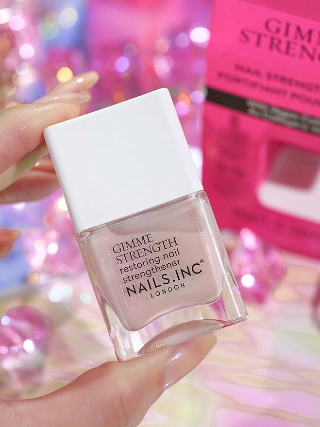 Nails.INC Gimme Strength Nail Treatment, Restoring Nail Strengthener with Vegan Collagen, Shimmering Nail Highlighter, Cruelty Free, Vegan