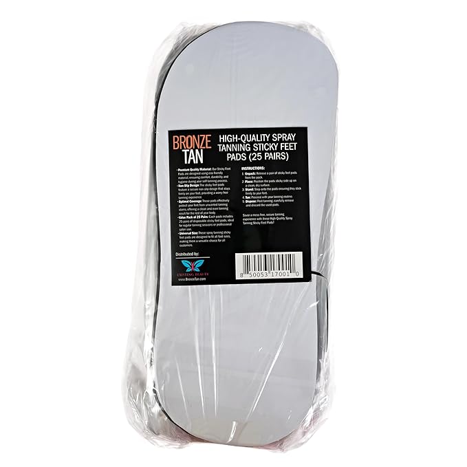 Bronze Tan Sticky Spray Tan Pads For Feet - 25 Pairs, Disposable & Hygienic Spray Tan Feet Pads - Ideal for Sunless Tan, Self-Tanning at Home or Salon - Non-Slip, Eco-Friendly - Ultimate Spray Tan