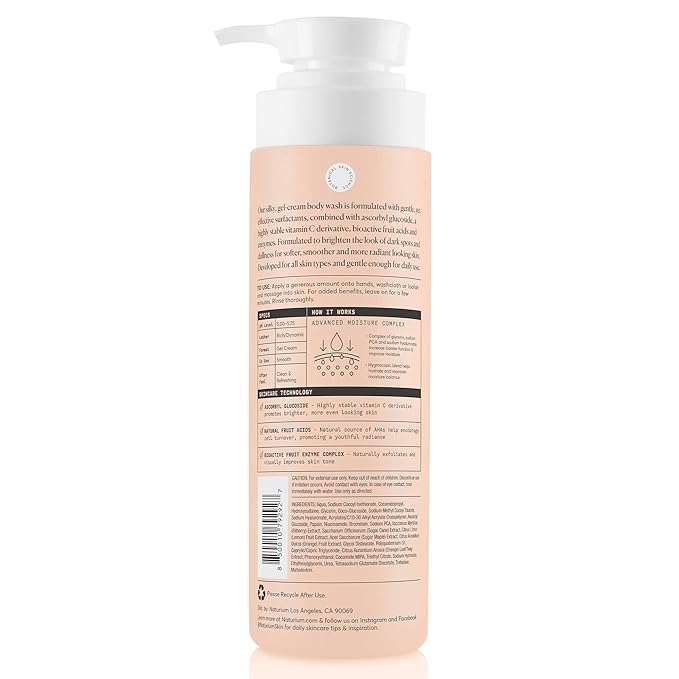 Naturium The Brightener Vitamin C Body Wash, Gentle Cleanser for Smoother-Looking Skin, Removes Dirt, Oil & Other Impurities, 16.9 oz