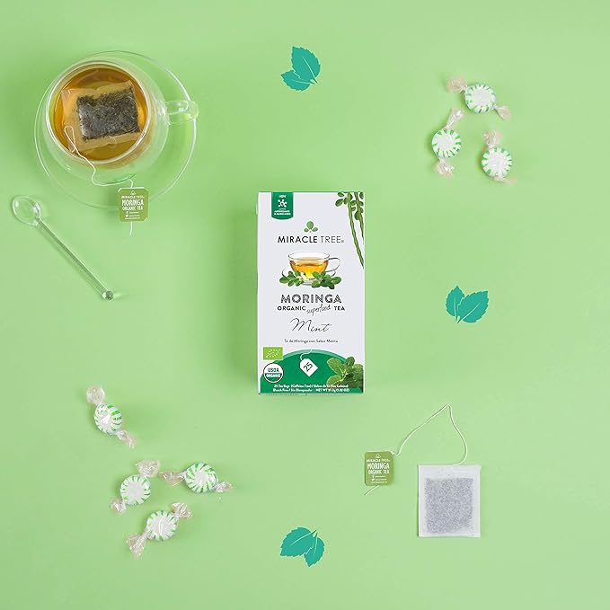 Miracle Tree - 3 Count of Organic Moringa Superfood Tea, 25 Individually Sealed Tea Bags, Mint (Keto, Detox, Energy/Immunity Booster, Vegan, Gluten-Free, Organic, Non-GMO, Caffeine-Free)
