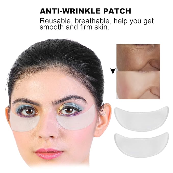 2Pcs Anti‑Wrinkle Face Eye Patch, Reusable Silicone Eye Pad Sticker for Face Caring