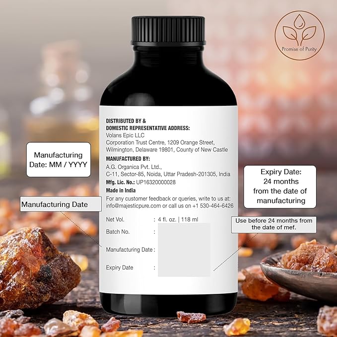 MAJESTIC PURE Frankincense Essential Oil with Glass Dropper | 100% Pure and Natural Frankincense Oil | Premium Grade Essential Oils for Diffusers, Skin, Aromatherapy, Massage | 4 Fl Oz (Pack of 2)