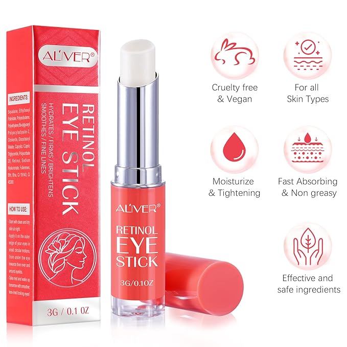 Retinol Eye Stick,Collagen Retinol Eye Cream for Dark Circles and Puffiness, Under Eye Cream Anti Aging, Eye Brightener Stick for Wrinkles Eye Balm Reduces Fine Lines(#1-Retinol Eye Stick)
