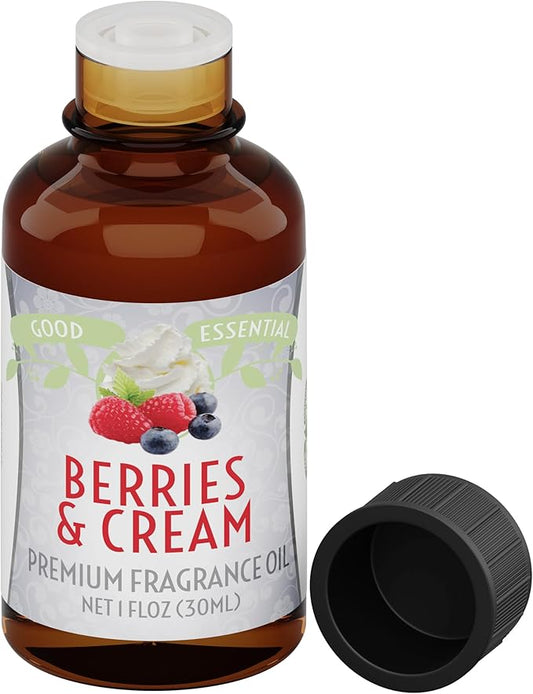 Good Essential Professional Berries & Cream Fragrance Oil 30ml for Diffusers, Candles, Soaps, Lotions, Perfume 1 fl oz - Berries & Cream Candle Scent