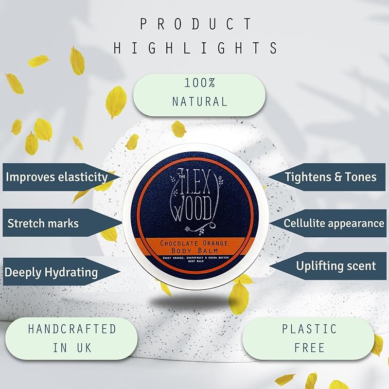 The Ilex Wood - Chocolate Orange Body Balm. Orange and Cocoa Butter Vegan Body Balm. 100% Natural Moisturising Body Butter Cream. - 250ml (8.45 fl oz)