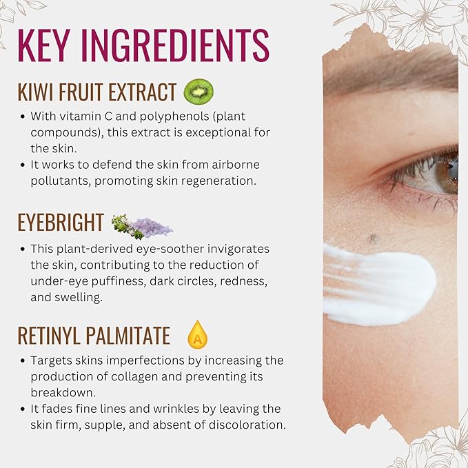 Retinol Boost Eye Cream with Retinyl Palmitate, Vitamin A, Kiwi Fruit Extract & Coenzyme Q10 | Sweet Almond Oil | Carefully formulated to keep your eyes bright and healthy!
