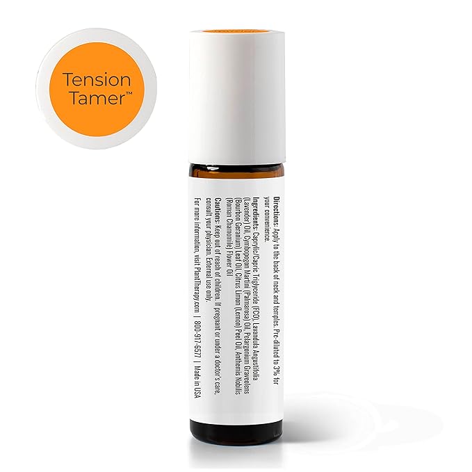 Plant Therapy KidSafe Tension Tamer Essential Oil Blend Pre-Diluted Roll-On 10 mL (1/3 oz) 100% Pure, Therapeutic Grade