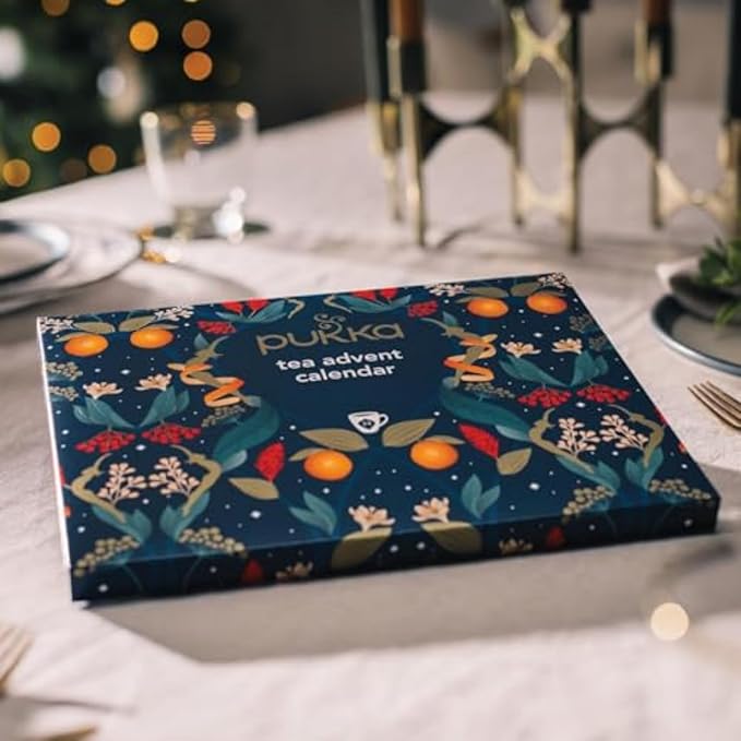 Pukka Advent Calendar 2023 Organic Tea, Herbal Tea Variety Pack, Selection of 24 Delightful Black & Green Teas and Infusions, 100% Organic