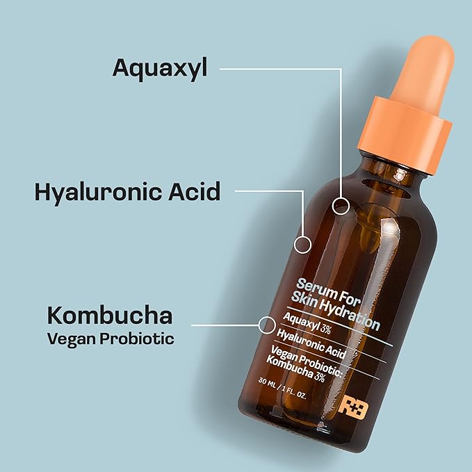 Skin Serum for Skin Hydration with Aquaxyl, Hyaluronic Acid and Kombucha 1 oz. - Skin Serum Hydrating Treatment, Serum for Face Hydrating