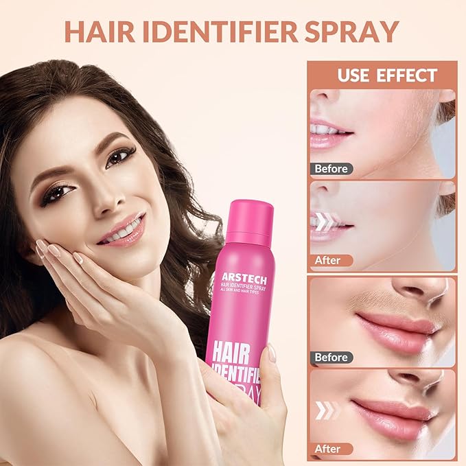 Hair Identifier Spray for Face Shaving Dermaplaning Tool 4 Pack Skin Body Dermaplaning Spray for Women with 16 Face Razor for Face Shaver Hair Removal Kit Excess Hair Dermaplane Razor for Women Face