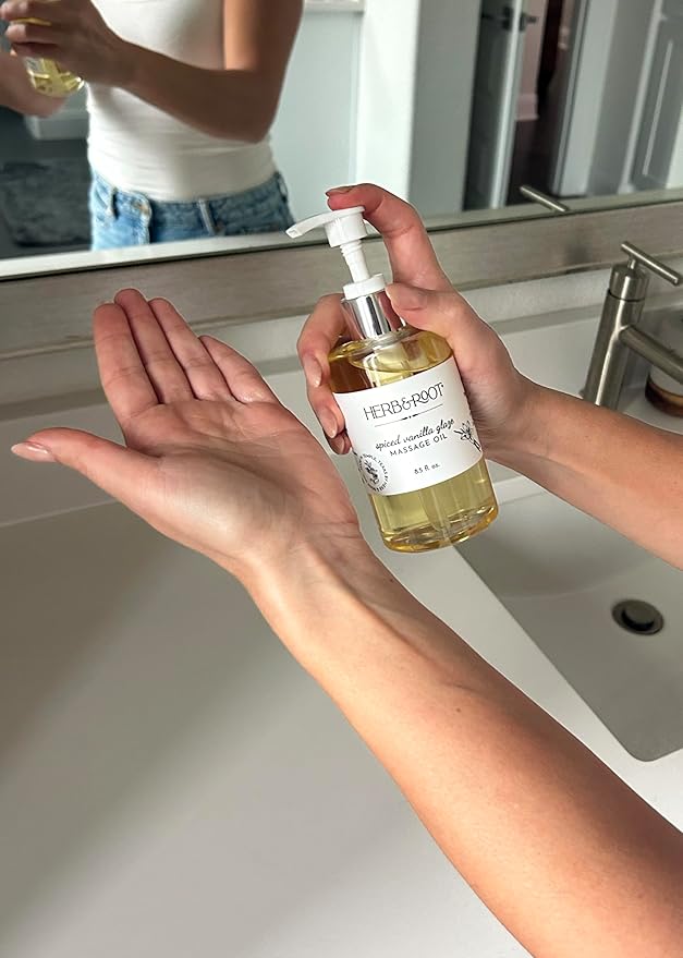 Spiced Vanilla Massage Oil with Warming Cinnamon, Made with Non-Sticky Plant-Based Oils That Leave The Skin Smooth