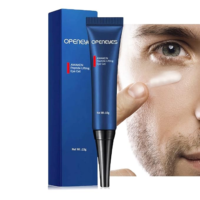 AKARY Awaken Peptide Depuffing Eye Gel, OPENEYES Lifts Firming Eye Tightener, Men's Moisturizing Eye Cream Hydrating Eye Gel Smooths Under Eyes for Dark Circles, Puffiness, Fine Lines, and Bags