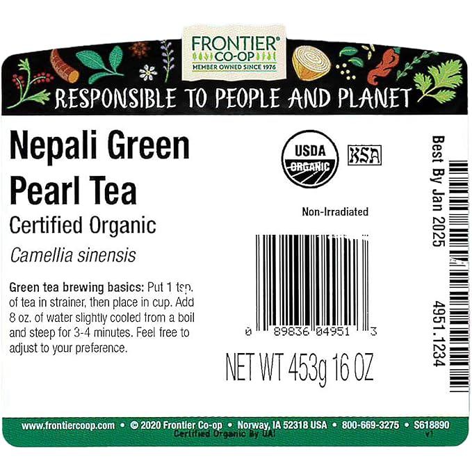 Frontier Bulk Nepali Green Pearl Tea, Organic, 1 Pound