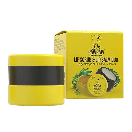 Dr. PawPaw Lip Scrub and Lip Balm Duo - Hydrating Lip Balm with Pawpaw, Aloe, Olive and Castor Oils - Vegan Lip Scrub For Sensitive Skin - 0.55 oz