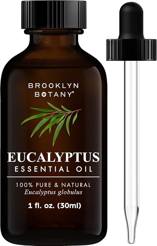 Brooklyn Botany Eucalyptus Essential Oil – 100% Pure and Natural – Premium Grade Oil with Dropper - for Aromatherapy and Diffuser - 1 Fl Oz