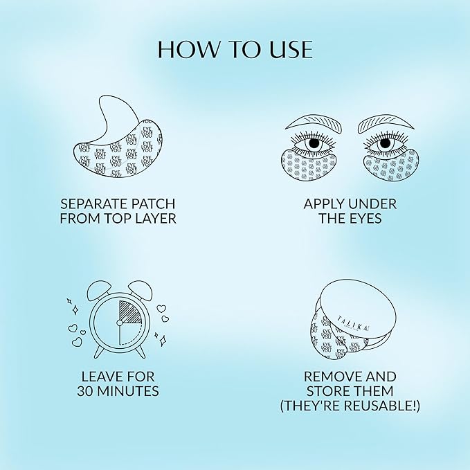 Talika Eye Therapy Patch - Instant Smoothing Eye Patches - Mask For Dark Circles & Tired Eyes - 6 Pairs Reusable & Travel Case