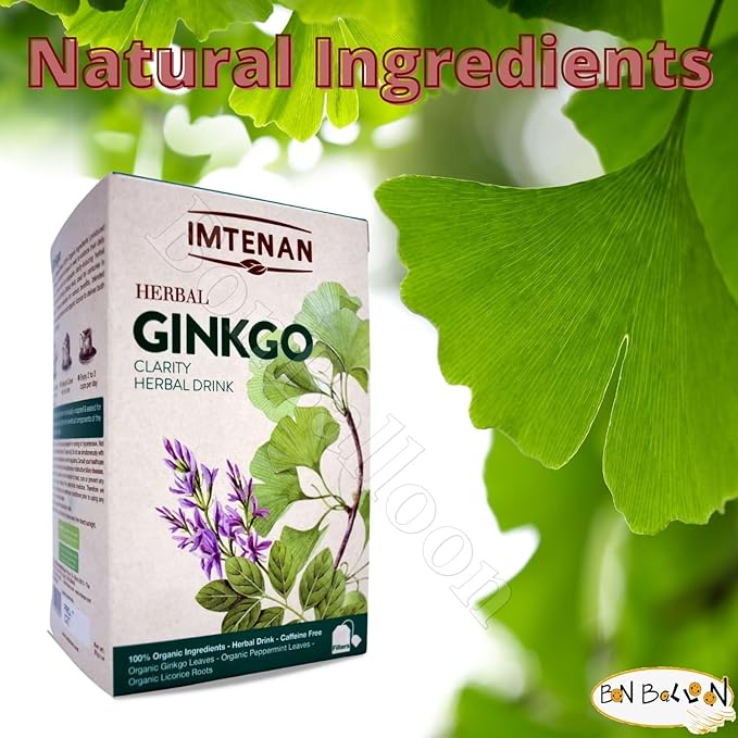 Imtenan Ginkgo Premium Dried 18 Sachets Herbal Tea Bags Ginkgo Natural Herbs Oriental Egyptian Arabic Non Gmo Kosher Imtenan Herbal Tea - امتنان شاي الجنكة