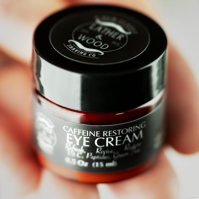 Lather & Wood Shaving Co Caffeine Restoring Eye Cream For Men - 'The Tiny Jar that Packs a Punch' Mens Eye Cream 30ml