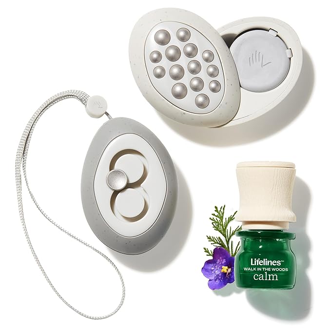 Lifelines Scent-Infused Grounding Stones, 2-Pack, Flow Pack - Portable Fidgets for Adults with Essential Oil Blend & Diffusion Stones for Sensory Immersion - Calming Waterless Passive Diffuser