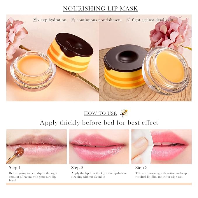 2Pcs Honey Strawberry Lip Balm Honey Exfoliator