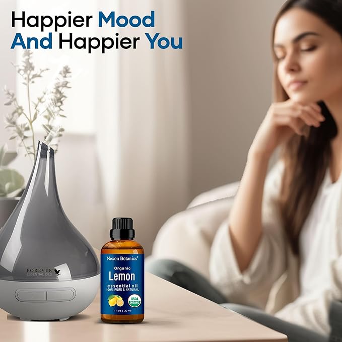 Organic Lemon Essential Oil 30 ml - Pure, Natural Citrus Oil for Diffusers, Aromatherapy, Skin & Hair Care - Aceite de Limón - Nexon Botanics