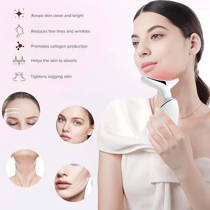 Red-Light-Therapy-for-Face and Neck, Facial Massager for Face and Neck, 7 Color Face Neck Massager for Skin Care, at-Home Face Tool for Skin Care
