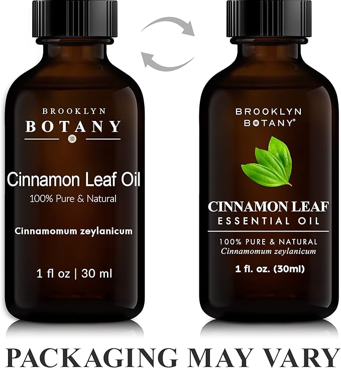 Brooklyn Botany Cinnamon Leaf Essential Oil – 100% Pure and Natural – Premium Grade Oil with Dropper - for Aromatherapy and Diffuser - 1 Fl Oz