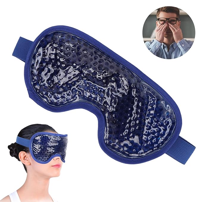 Cooling Eye Pack, Gel Bead Eye Pack Skin‑friendly Relieve Eye Fatigue for Man for Woman(Dark Blue)