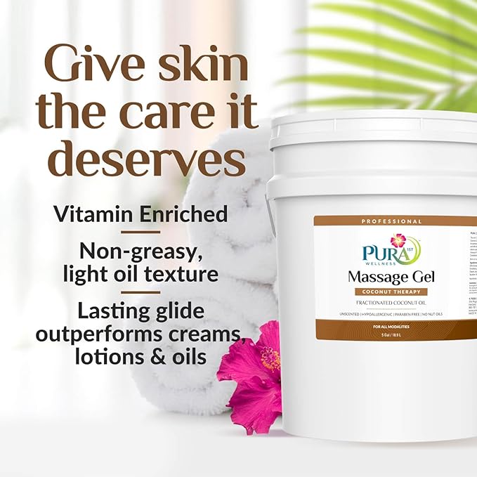 Coconut Therapy 5 Gallon Massage Gel, Deep Tissue Infused Formula for Physical Recovery, Wellness Emollient for Bodywork, Unscented Glide for Softness, Skin Hydrating, Moisturizing