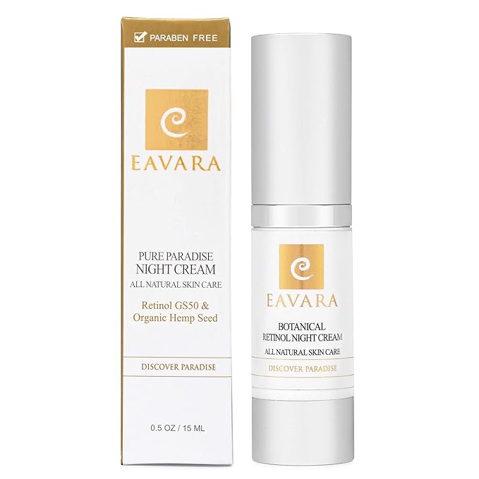 Organic Retinol Night Cream, Anti Aging Overnight Natural Face Moisturizer Cream with Hyaluronic Acid, Shea Butter, and Aloe Vera, Helps with Fine Lines & Wrinkles