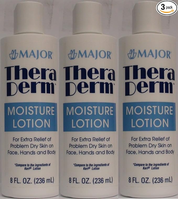 Thera Derm Lotion Generic for Keri Original Body & Face Moisturizing Lotion for Dry Skin 8 oz per Bottle Pack of 3 Total 24 oz