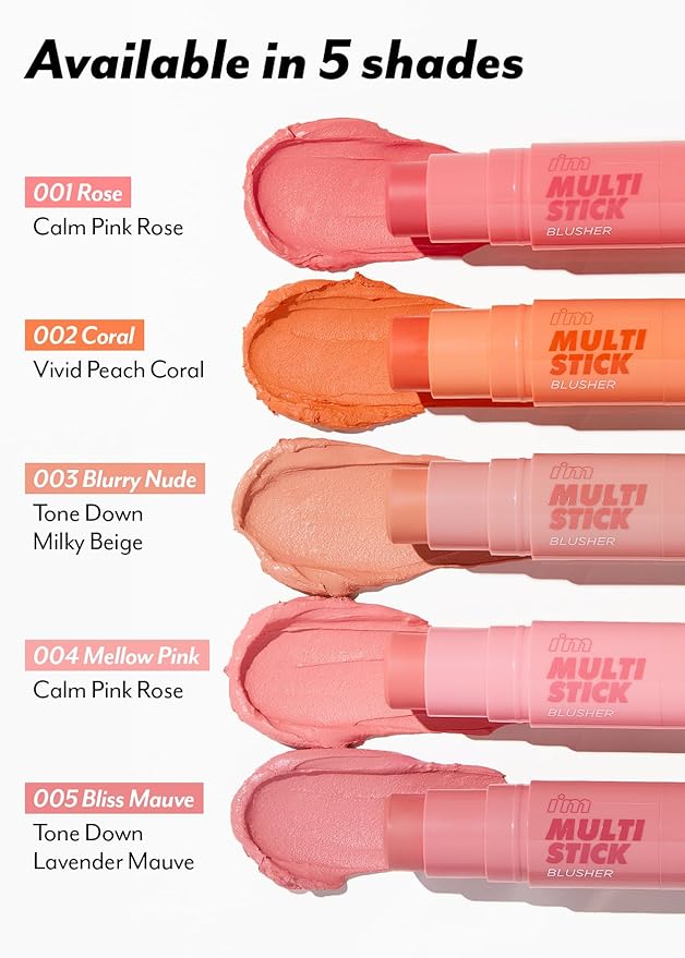 I'M MEME Blusher - I'm Multi Stick 003 Blurry Nude | Easy Blendable Cream Blush for Natural Look, Multi Blush Stick for Cheek Tint, Face Contour Makeup, and Face Blush, Suitable for All Ages