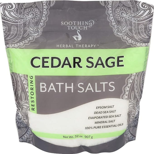 Soothing Touch Cedar Sage Restoring Bath Salts Pouch 32 Oz
