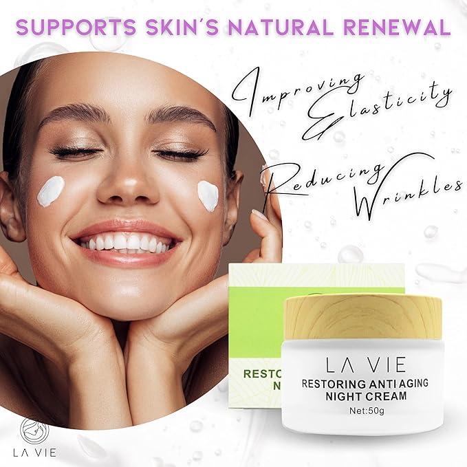 La Vie Anti-Aging Night Cream – Night Cream for Women Anti-Aging with Niacinamides, Hyaluronic Acid - Retinol Moisturizer Against Wrinkles – 1.7Fl Oz