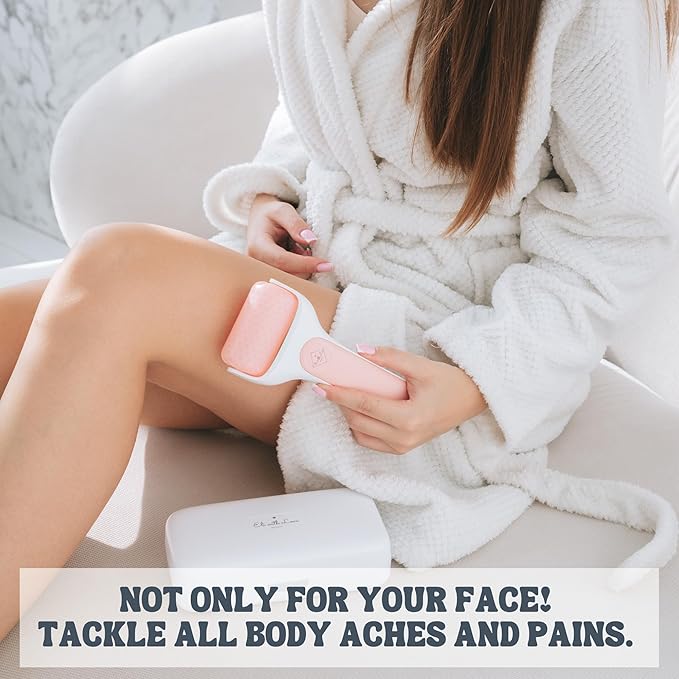 Ice Roller for Face Premium Facial Ice Roller with Carry Case and 2X Rollers for Long Lasting Cold - Eye Roller for Puffy Eyes & Cold Massage for Migraines (Pink (with case))