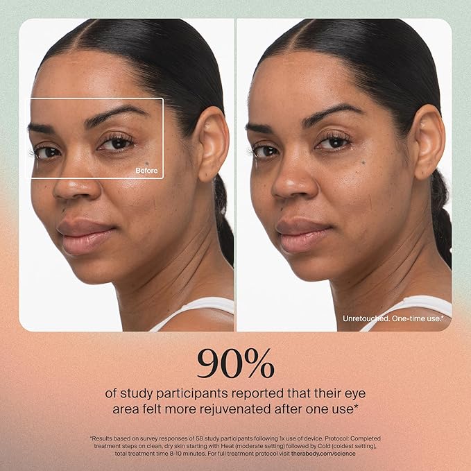 Therabody TheraFace Depuffing Wand – Cold and heat skincare treatment to depuff and glow; beauty wand, face roller and eye massager for dark circles and radiant skin, White