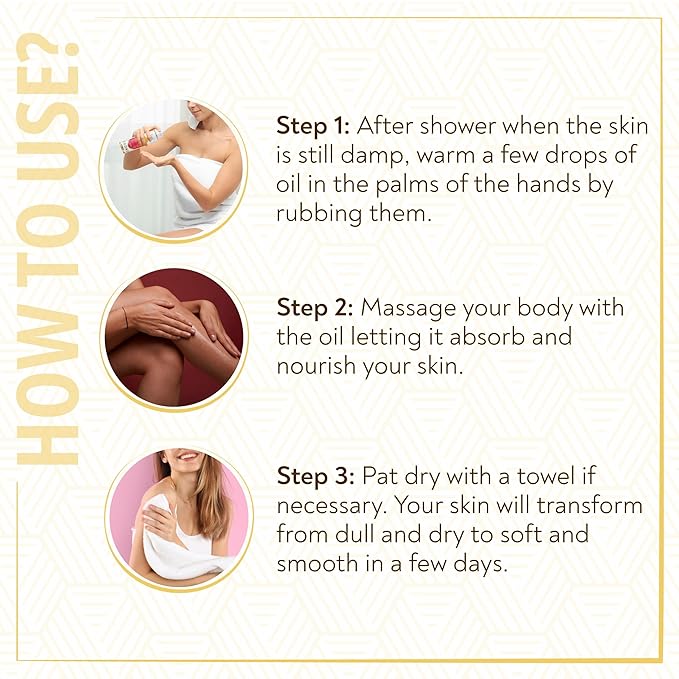 Daily Skin Moisturizing Body Oil with Apricot, Jojoba, Avocado & Vitamin E Oil | Hydrating & Nourishing for all Skin types | After Shower oil 8oz Honey Bae Peach Scented