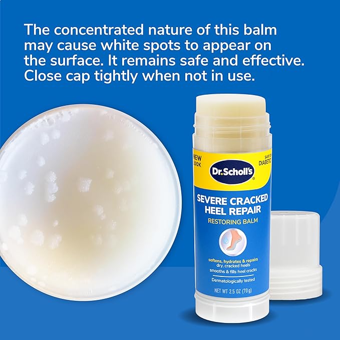 Dr. Scholl's Severe Cracked Heel Repair Restoring Balm 2.5oz, with 25% Urea for Dry, Cracked Feet, Heals and Moisturizes for Healthy Feet