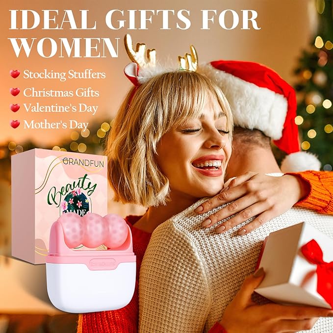 Christmas Gifts for Her Travel Ice Roller for Face and Eye - 2 in 1 Skincare Face Roller Facial Massager Beauty Skin Care Tools Travel Essentials Mothers Day Gifts for Mom Women Wife Girls Adults